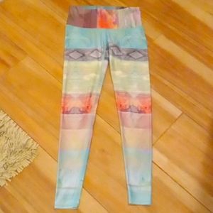 Teeki Tribal Boho Leggings Yoga Pants Blue Pink Purple S